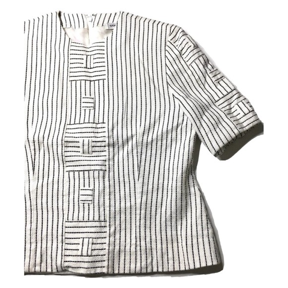 Vtg Gene Roye Womens Striped Geometric Panel Woven Blouse Top Shirt Size 10 S M - Picture 2 of 12